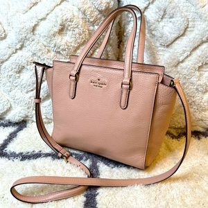 Kate Spade EUC pink/gold genuine leather crossbody purse bag tote authentic